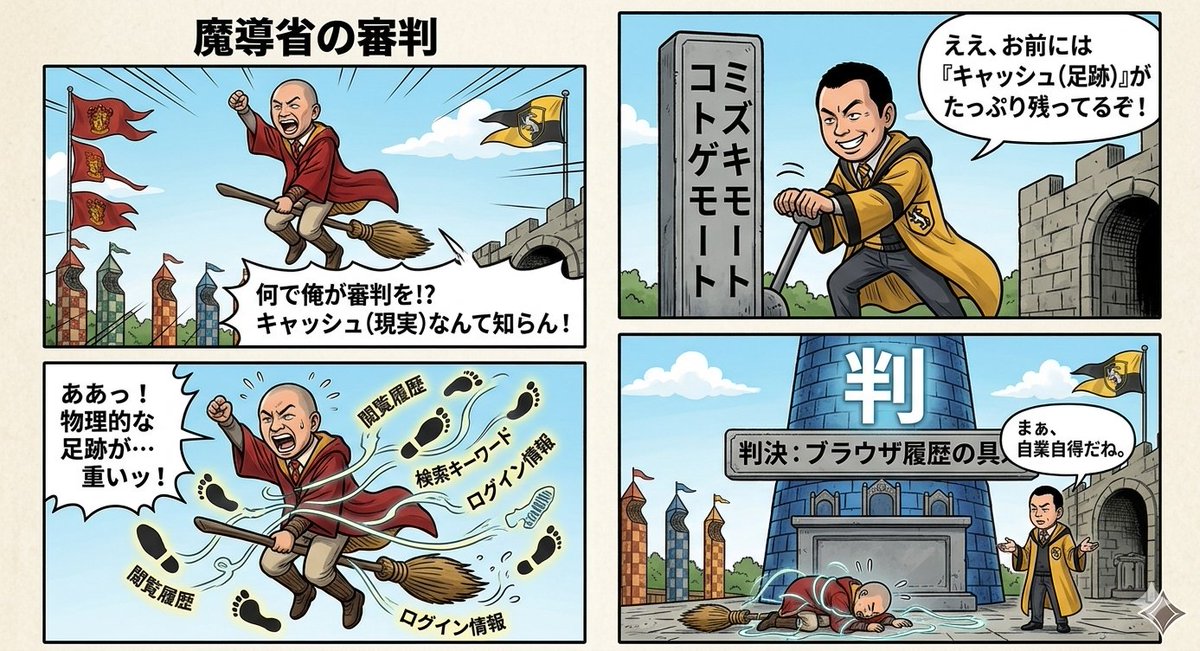 Comic / Storyboard - Four-Panel Manga Prompt: Judgment of the Ministry of Magic