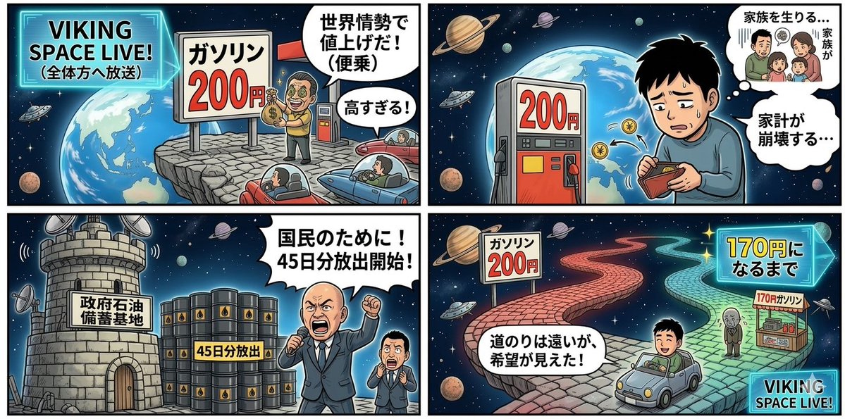 Comic / Storyboard - Four-Panel Manga Prompt: Oil Rush Panic