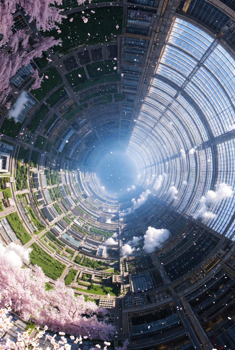 Game Asset - Cherry Blossom Space Colony Illustration Prompt