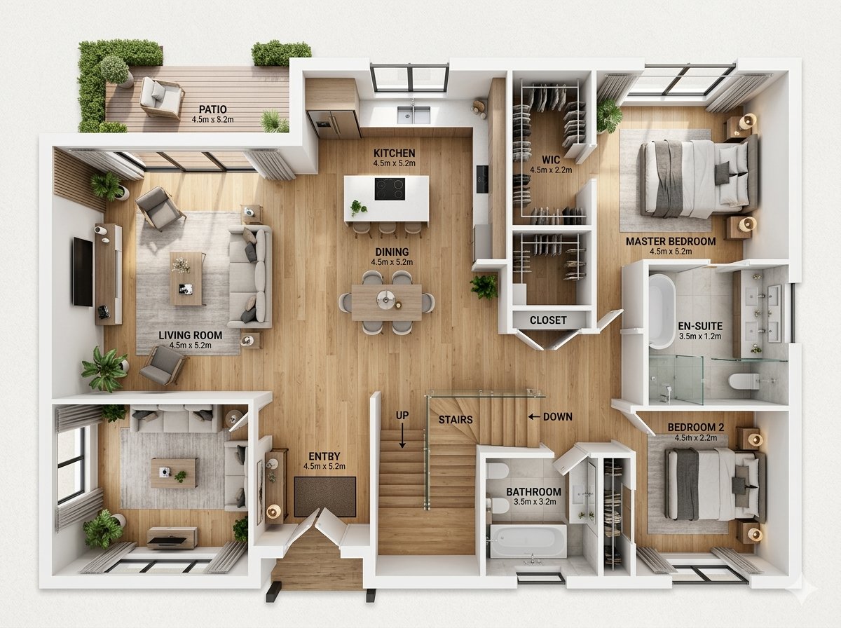 Infographic / Edu Visual - Modern Home Interior Architectural Blueprint Prompt