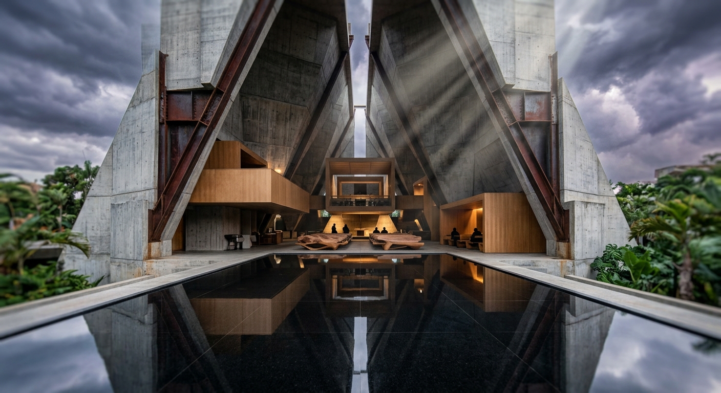 Brutalist Stormlight Tilt-Shift Architectural Spectacle