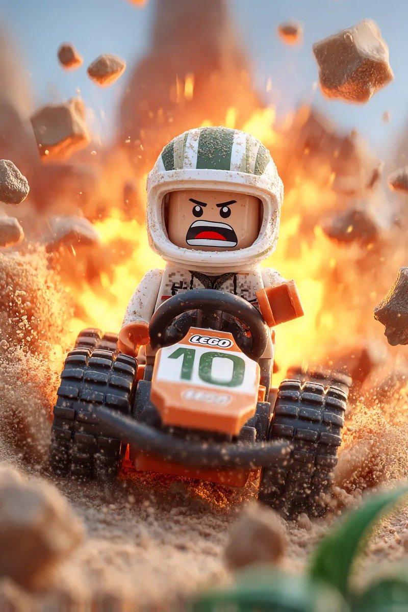 Comic / Storyboard - Lego Racer on Exploding Volcano Slope