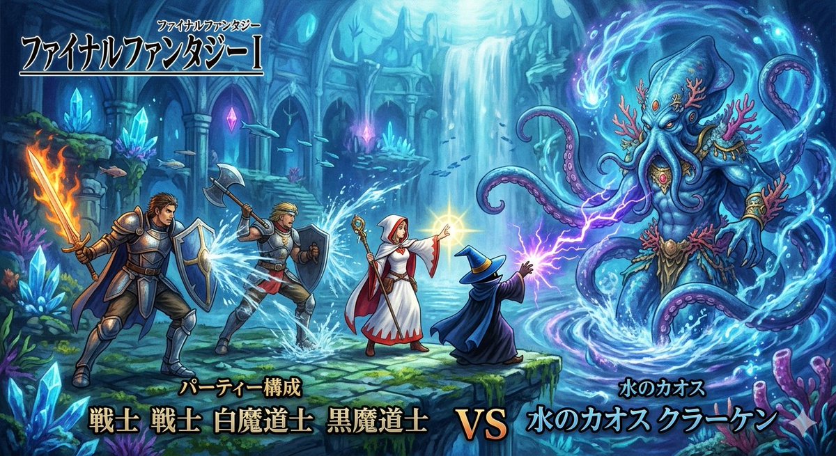 Game Asset - Final Fantasy Party vs. Kraken Image Generation