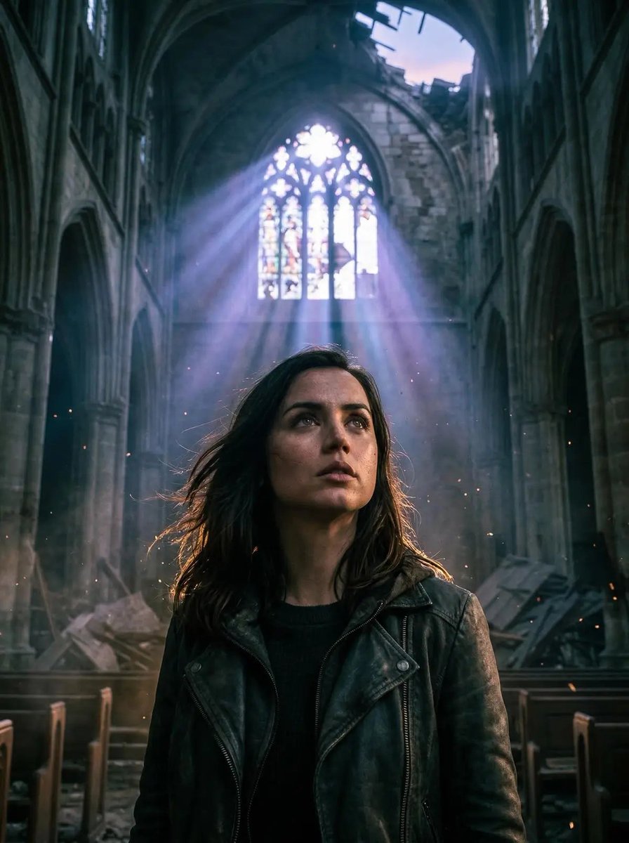 Comic / Storyboard - Cinematic Portrait in Ruined Gothic Cathedral