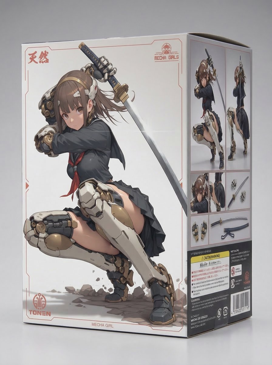 Game Asset - Samurai Mecha Girl Figure