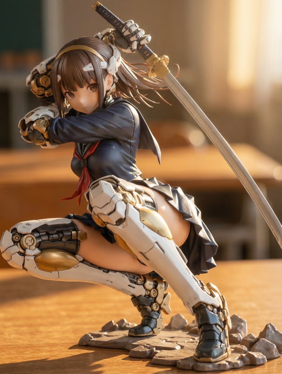 Game Asset - Samurai Mecha Girl Figure