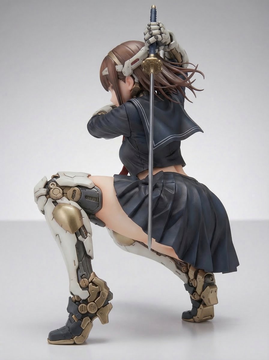 Game Asset - Samurai Mecha Girl Figure