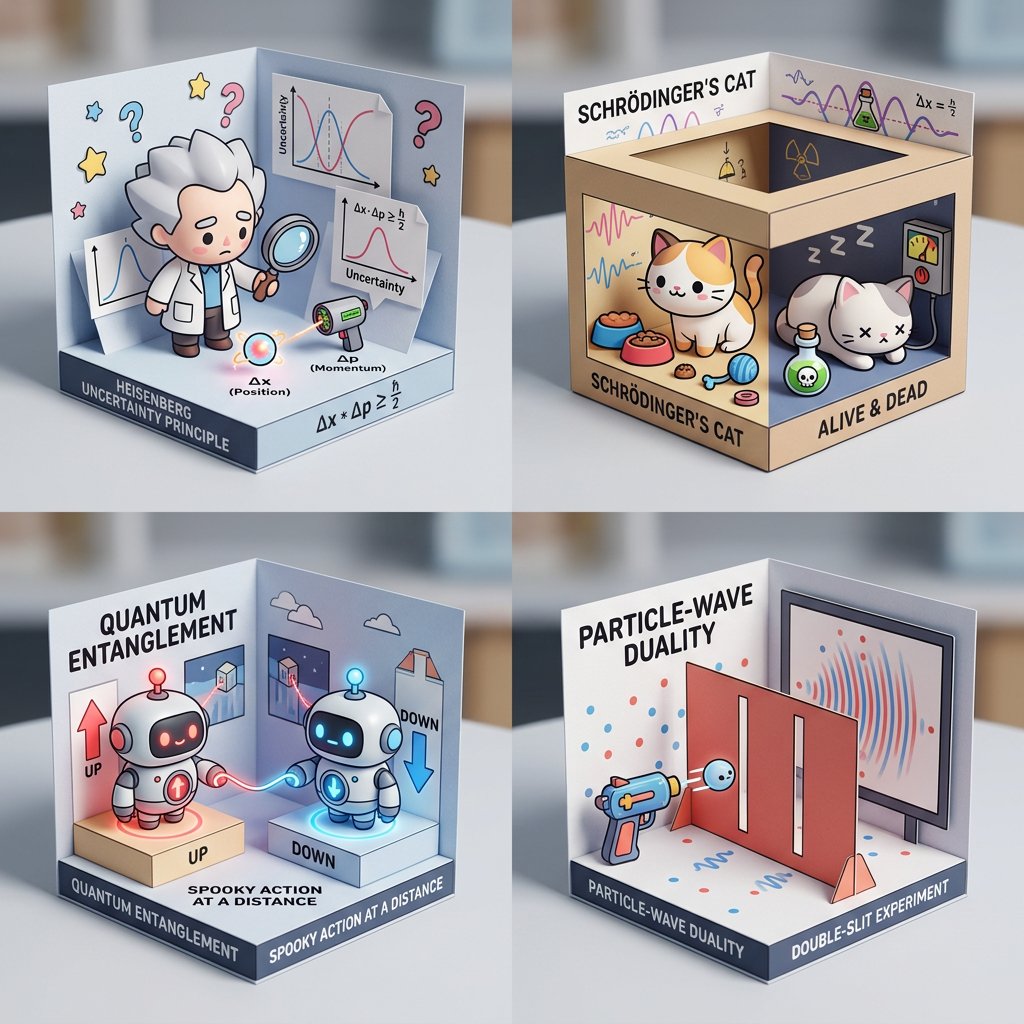 Infographic / Edu Visual - Visualizing Quantum Mechanics with Diorama Style